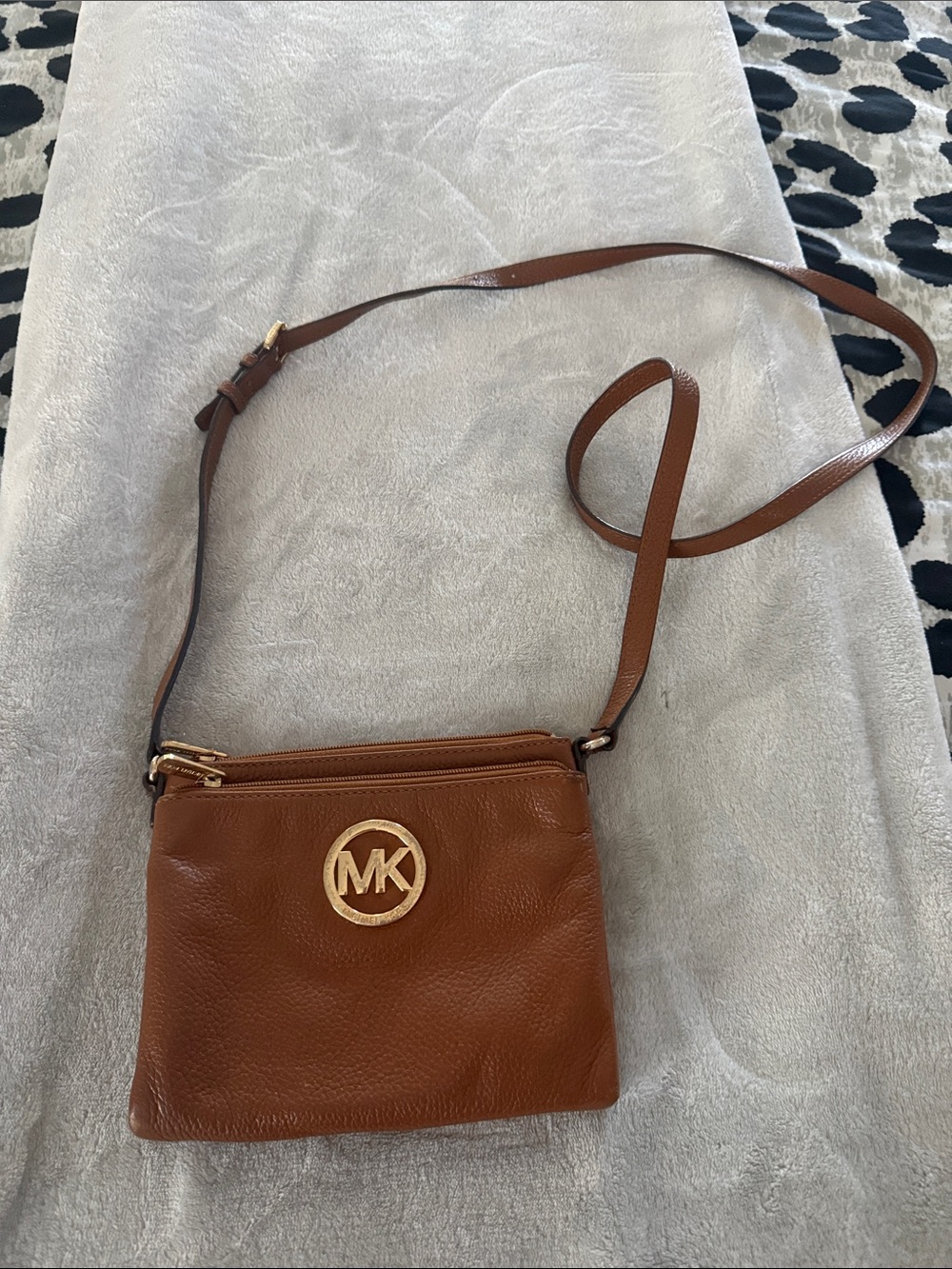 Michael Kors Tan Leather MK Logo Crossbody